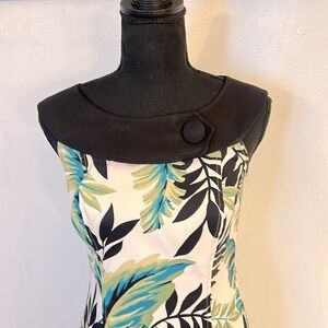 AB Studio Tropical Form Fitting Spandex Midi Dress, Sz. 2.